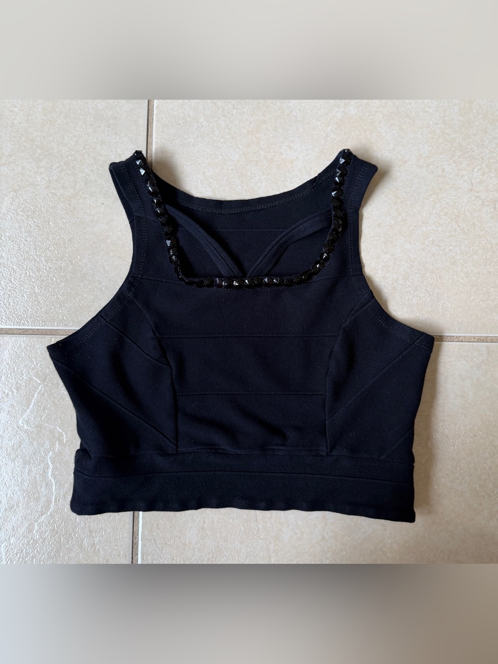 Edgy Black Studded Crop Top Size S Vintage Punk Rock Gothic Biker Style